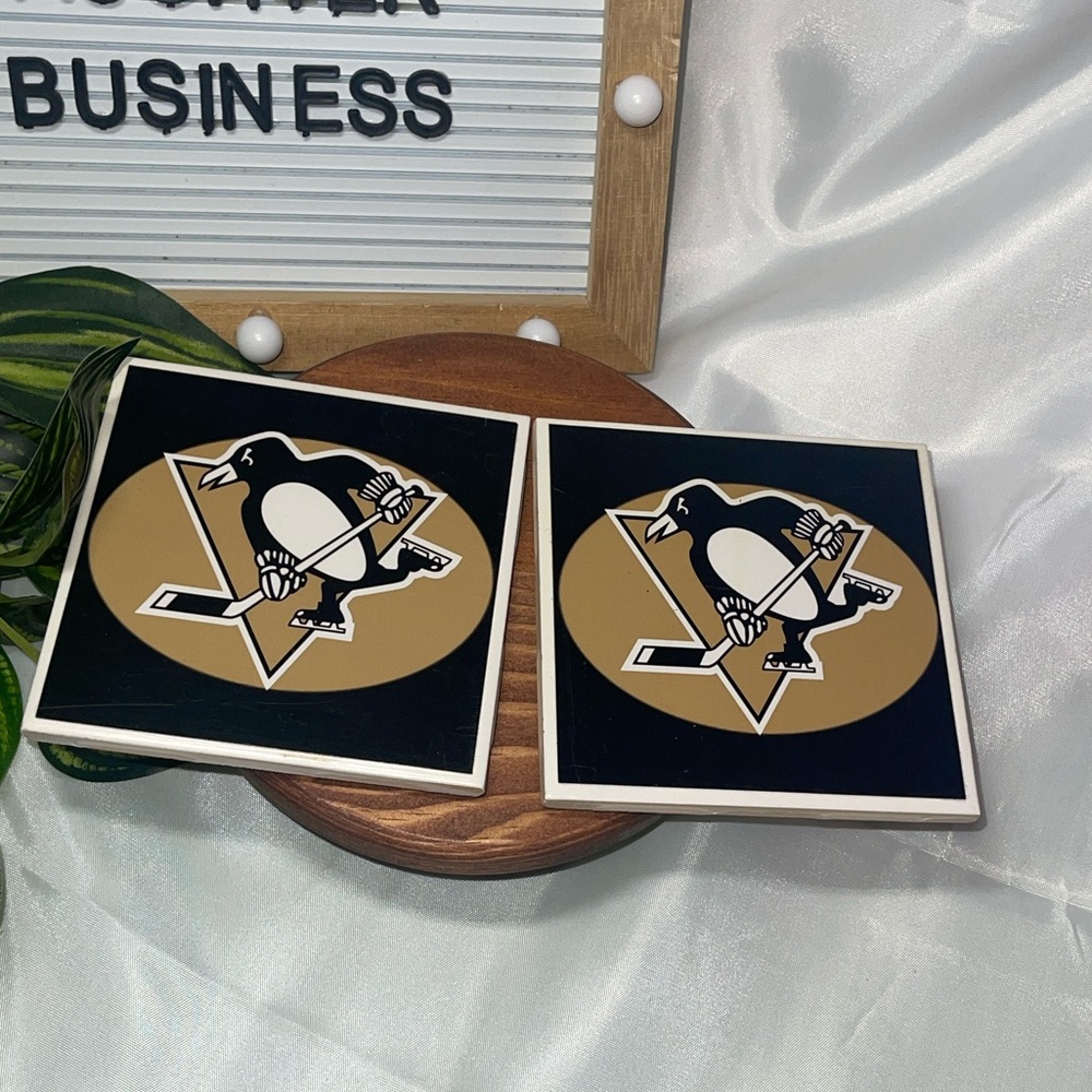 Pittsburgh Penguins Coaster Set – NHL Hockey Team Logo Drink Coasters -2